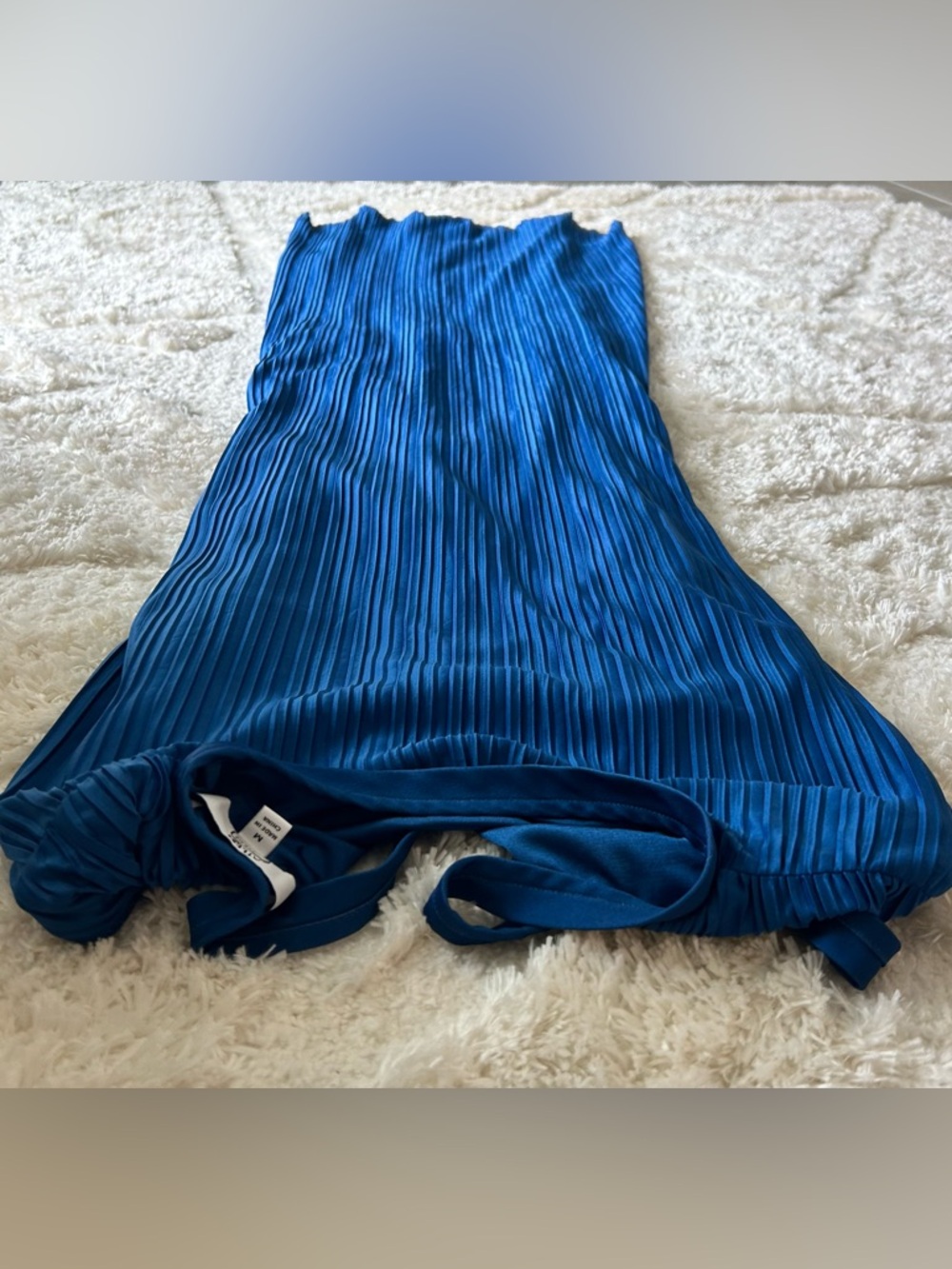 Atlein Plisse Midi Dress Sleeveless Pleated Blue - Picture 8 of 15